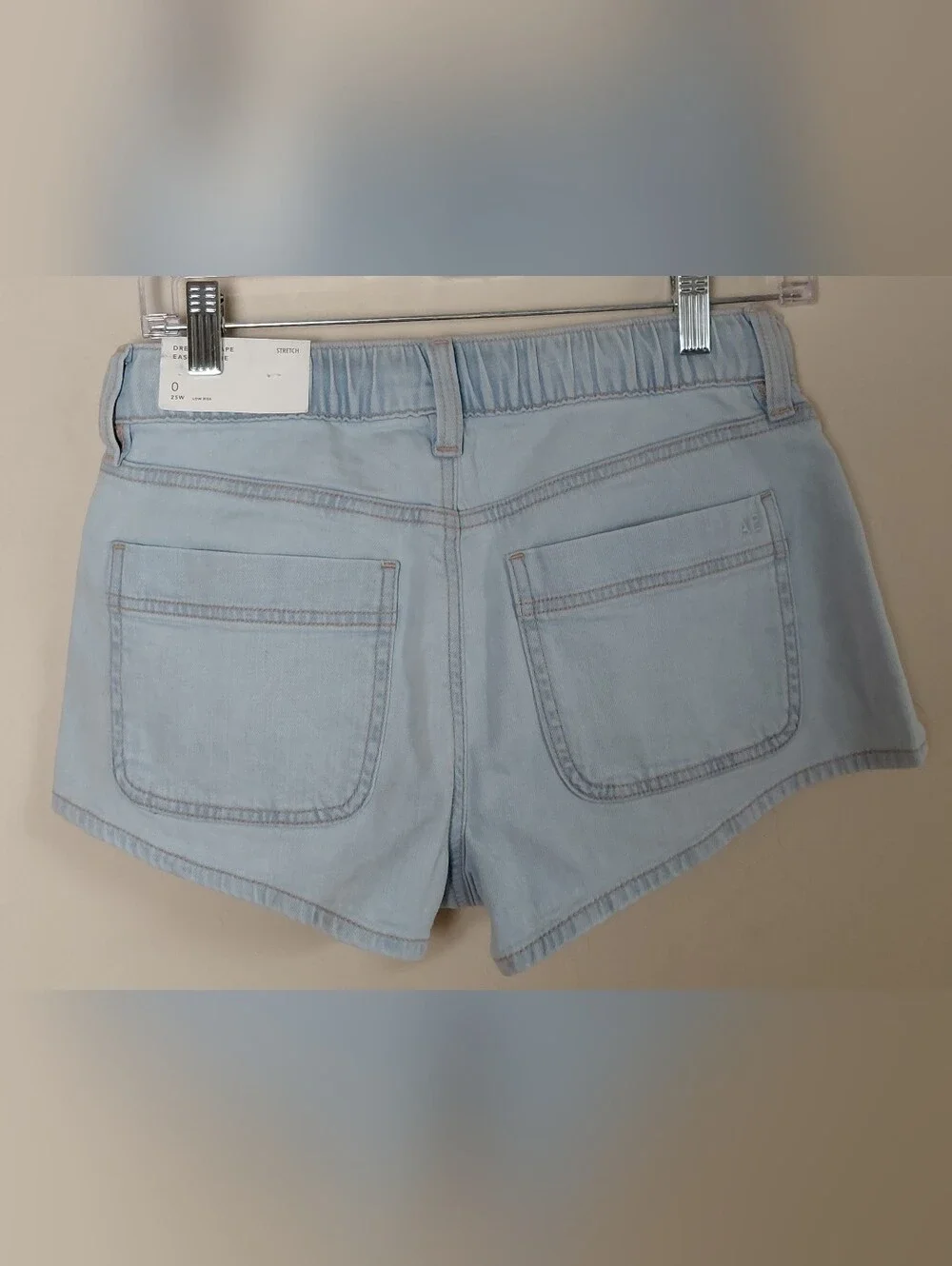 American Eagle Outfitters Dreamy Drape Light Blue Stretch Denim Shorts Size 0/25